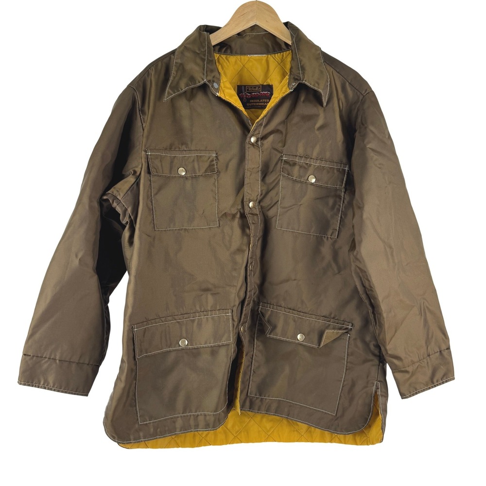 VTG! Walls Blizzard-Pruf Brown Insulated Field Jacket Quilted Lining USA MadeXXL